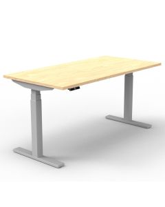 ergoCentric Height Adjustable ES Table  Silver legs with Mantioba Maple top- Quick Ship