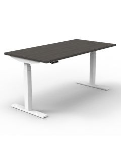 ergoCentric Height Adjustable ES Table -White legs with Graphite Wood top- Quick Ship
